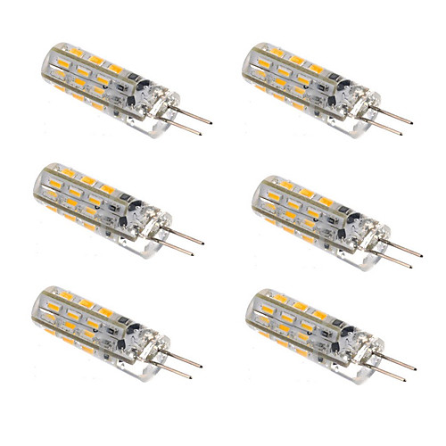 

6pcs 1.5 W LED Corn Lights 100-120 lm G4 T 24 LED Beads SMD 3014 Dimmable Warm White Cold White 12 V / 6 pcs / RoHS