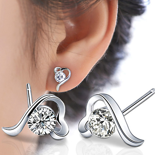 

Women's Stud Earrings Ladies Love Fashion Sterling Silver Crystal Silver Earrings Jewelry Silver For Party Wedding Daily Masquerade Engagement Party Prom