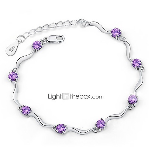 

Women's Chain Bracelet Ladies Sterling Silver Bracelet Jewelry Purple / White For Christmas Gifts Wedding / Silver Plated