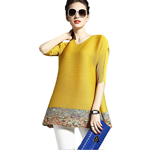 

Women's Blouse Floral Print Going out Tops Streetwear Yellow Blue Pink