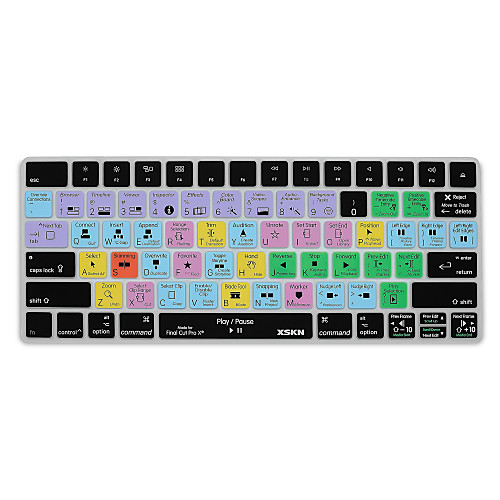 

XSKN Final Cut Pro X 10.2 Shortcut Keyboard Cover Silicone Skin for Magic Keyboard 2015 Version, US Layout