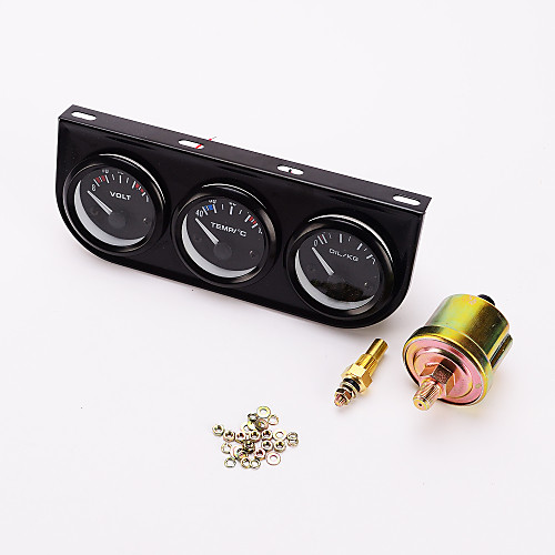 

Iztoss 52mm Triple gauge 3 in 1 (VoltMeter Water Temp Gauge Oil press Gauge) Sensor 52mm Auto Gauge Car Meter
