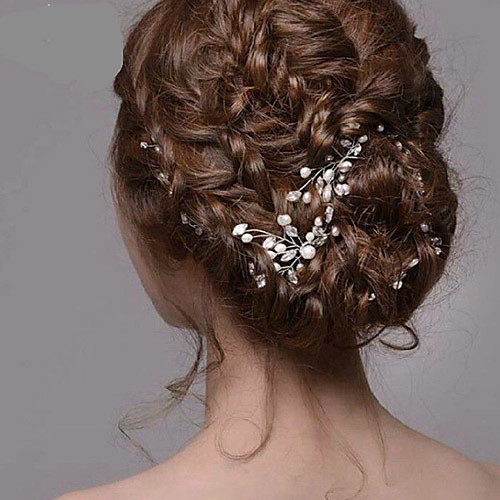 

Women's Hairpins For Wedding Party Crystal / Rhinestone Pearl Crystal White