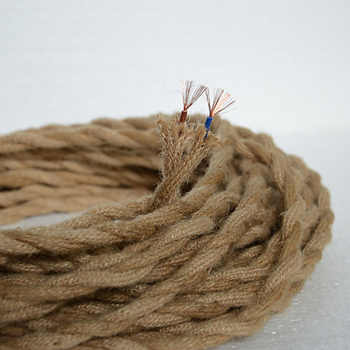 

(50m/lot)20.75 antique double braided hemp rope electrical wire Vintage pendant light cord knitted lights accessories