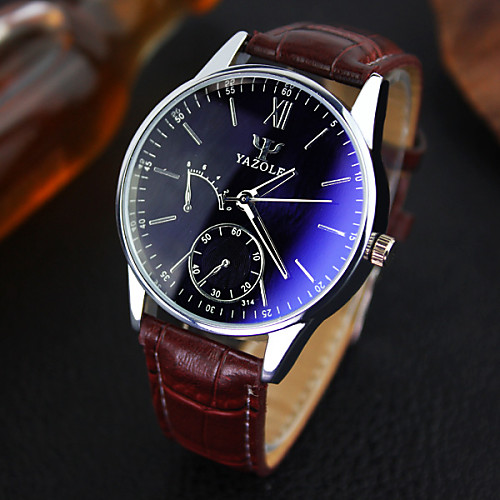 

YAZOLE Men's Wrist Watch Quartz Leather Black / Brown Analog Black Brown