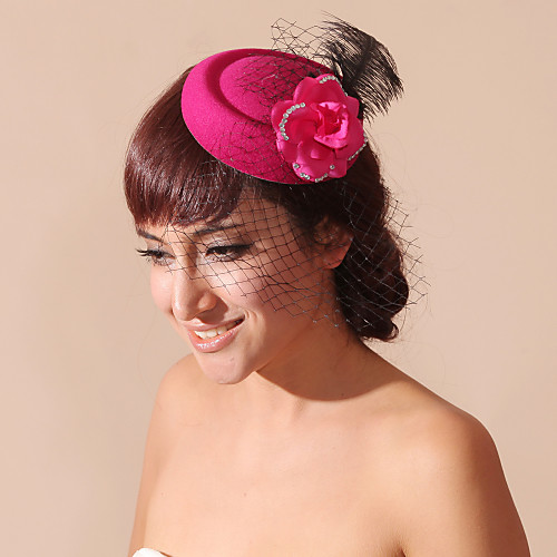 

Women's Flower Girl's Feather Velvet Net Headpiece-Wedding Special Occasion Birdcage Veils 1 Piece