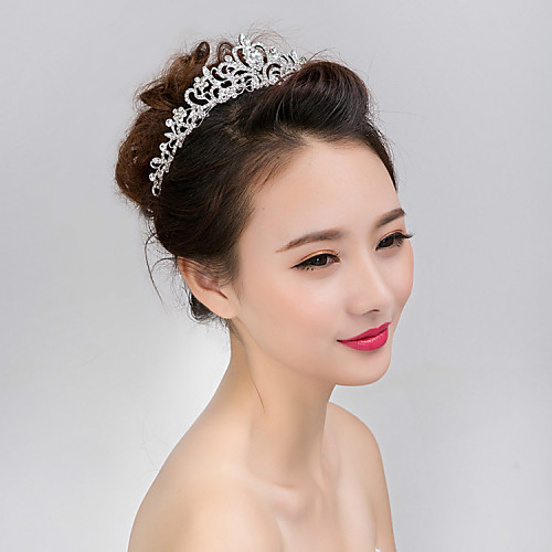 

Women's Ladies Tiaras For Party Wedding Prom Crown Homecoming Royalty Flower Pearl Crystal Imitation Diamond Silver / Alloy