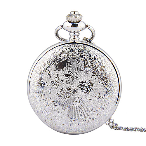 

Men's Pocket Watch Quartz Silver Hollow Engraving Analog Charm