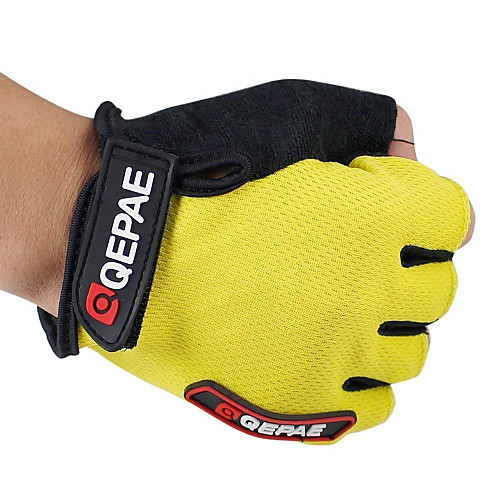 

QEPAE Bike Gloves / Cycling Gloves Mountain Bike MTB Anti-Slip Breathable Sweat wicking Protective Fingerless Gloves Half Finger Sports Gloves Leather Terry Cloth Lycra Black Yellow Red for Adults'