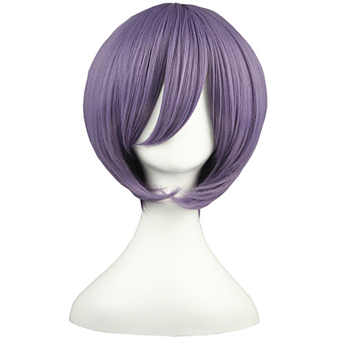 

Cosplay Wigs Suzumiya Haruhi Yuki Nagato Purple Short Anime Cosplay Wigs 32 CM Heat Resistant Fiber Male / Female