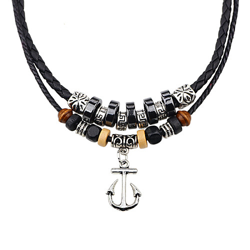 

Women's Men's Agate Pendant Necklace Braided Fashion Vintage Agate Leather Resin Silver Necklace Jewelry For Party Casual Daily Sports Cosplay Costumes