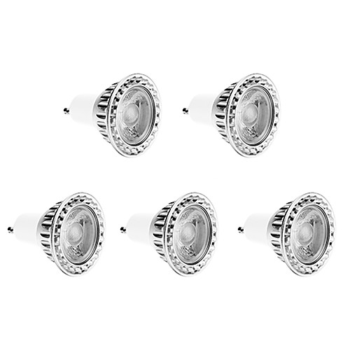 

5PCS 5W Dimmable GU10 COB 5W (=Halogen 95W) CRI>80 3000K Warmwhite 510LM Thickened Die Cast Aluminum Housing AC220V