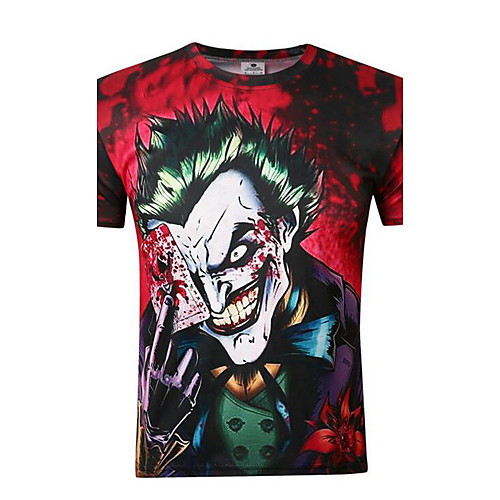 

Men's T shirt Skull Print Short Sleeve Halloween Tops Red