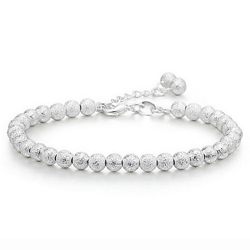 

Women's Chain Bracelet Charm Bracelet Beads Ball Ball Ladies Unique Design Fashion Sterling Silver Bracelet Jewelry Silver For Party Wedding Gift Casual Daily