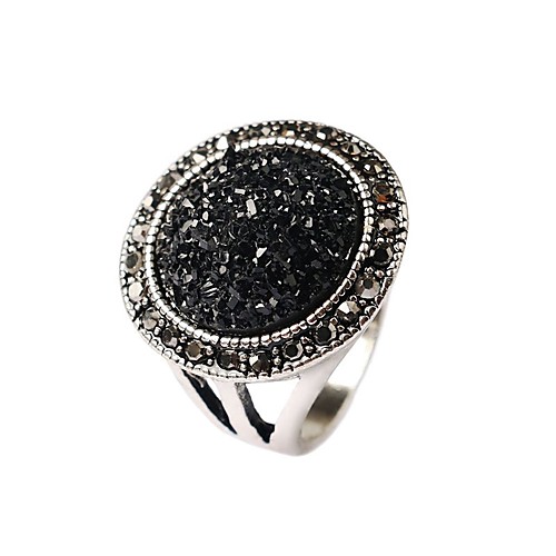 

Band Ring Screen Color Black Gold Plated Ladies Fashion Druzy / Statement Ring / Women's