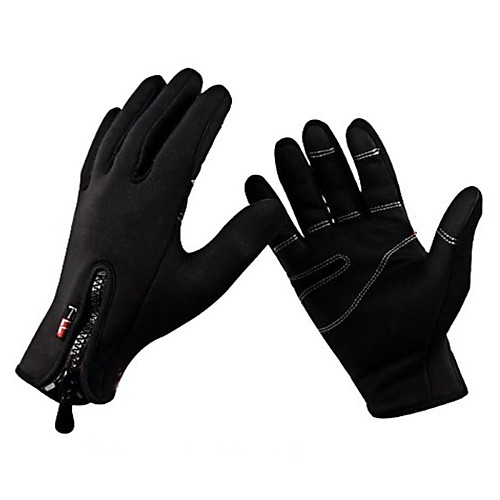 

Winter Bike Gloves / Cycling Gloves Road Bike Cycling Anti-Slip Windproof Breathable Warm Full Finger Gloves Sports Gloves Fleece Black for Adults' Fitness Skiing Hiking Zipper