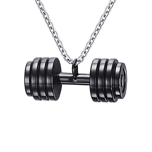

Men's Pendant Necklace Pendant Dumbbell Ladies Fashion Stainless Steel Gold Black Necklace Jewelry For Casual Daily