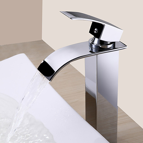 

Copper Sprinkle Sink Faucets,Silvery Chrome Finish Waterfall One Hole Sprinkle Faucet with Hot and Cold Switch