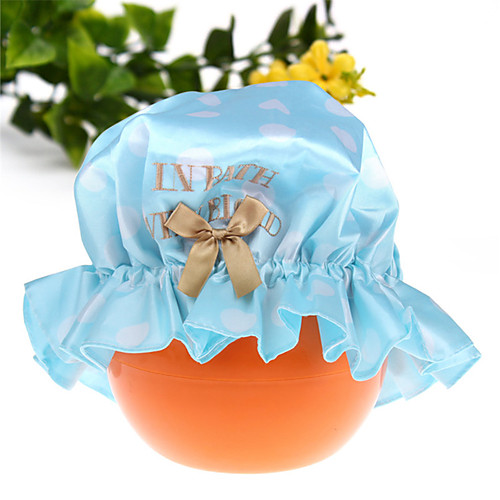

Cute Women Shower Cap Bath Shower Reusable Clear Hair Cover Spa Salon Care