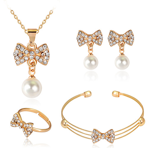 

Women's Cute Party Party Daily Imitation Pearl Rhinestone Rose Gold Plated Alloy Rings Earrings Necklaces Bracelets & Bangles