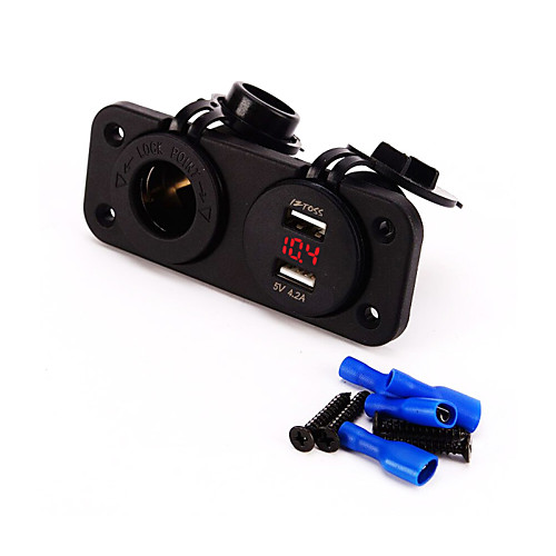 

12V Charger Plug Motorcycle Car Socket And 4.2A dual USB Voltmeter Socket