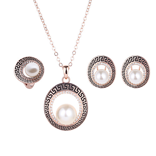 

Women's Ladies Imitation Pearl Rhinestone Rose Gold Plated Earrings Jewelry Golden For Wedding Party Daily / Rings / Necklace