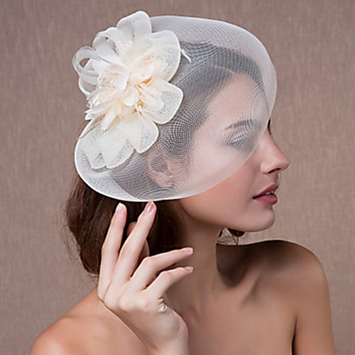

Tulle / Lace / Feather Fascinators / Headwear with Floral 1pc Wedding / Special Occasion / Horse Race Headpiece