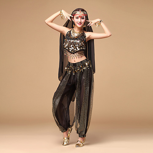 

Belly Dance Top Sequin Women's Performance Sleeveless Chiffon