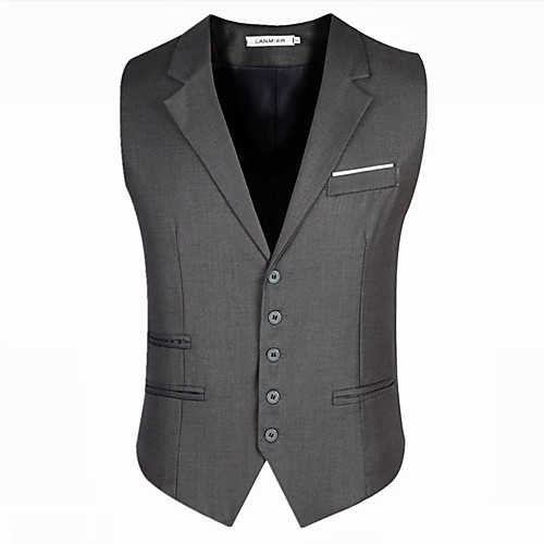 

Men's Vest Daily Work Solid Colored Slim Acrylic / Cotton / Polyester Men's Suit Gray / Black - V Neck / Fall / Spring / Sleeveless