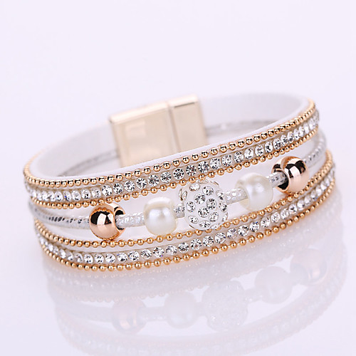 

Women's Chain Bracelet Tennis Bracelet Wrap Bracelet Layered Ladies Elegant Bohemian Fashion Bridal Leather Bracelet Jewelry Pink / Gray / White For Christmas Gifts Wedding Gift Casual Daily