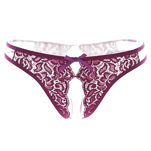 

Women's Bow Jacquard Ultra Sexy Panty Mid Waist Purple M