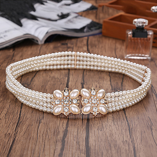 

Bead / Elastic Wedding / Party / Evening Sash With Imitation Pearl Women's Sashes