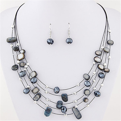 

Women's Crystal Drop Earrings Necklace / Earrings Layered Necklace Layered Floating Statement Ladies Basic Elegant Bohemian Multi Layer Crystal Shell Earrings Jewelry Rainbow / Red / Light Green For