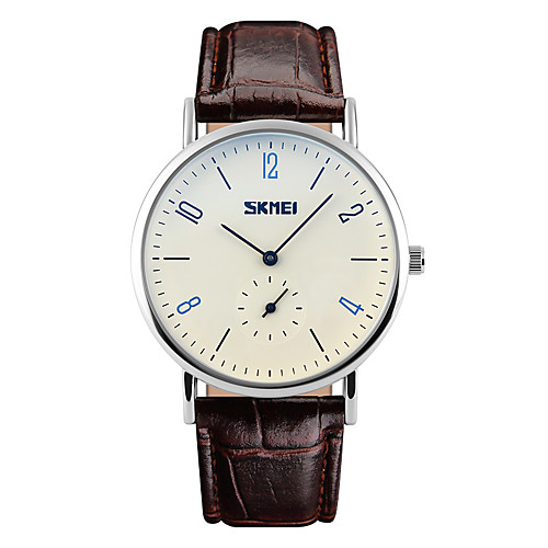 

SKMEI Men's Wrist Watch Quartz Leather Black / Brown 30 m Water Resistant / Waterproof Cool Analog Classic Fashion Simple watch - Black Brown White / Brown Two Years Battery Life / Maxell6262025