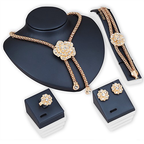 

Women's Choker Necklace Necklace / Bracelet Bridal Jewelry Sets Flower Ladies Fashion Earrings Jewelry Golden For Wedding Party Daily / Rings / Bracelets & Bangles