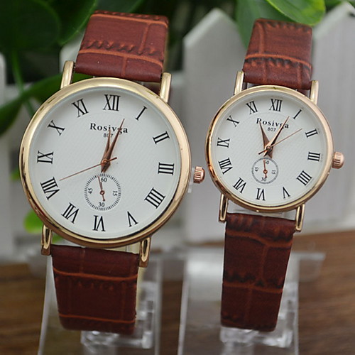 

Couple's Fashion Watch Dress Watch Quartz Matching His And Her Quilted PU Leather Black / White / Brown Casual Watch Analog White Black Brown