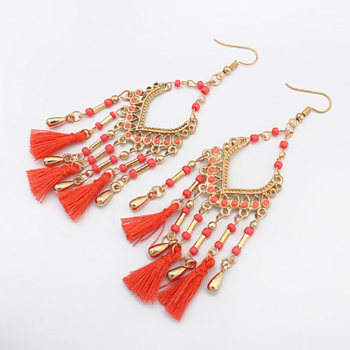 

Women's Drop Earrings Chandelier Tassel Bohemian European Fashion Resin Earrings Jewelry Red / Green / Pink / Blue For Party Daily Casual Work