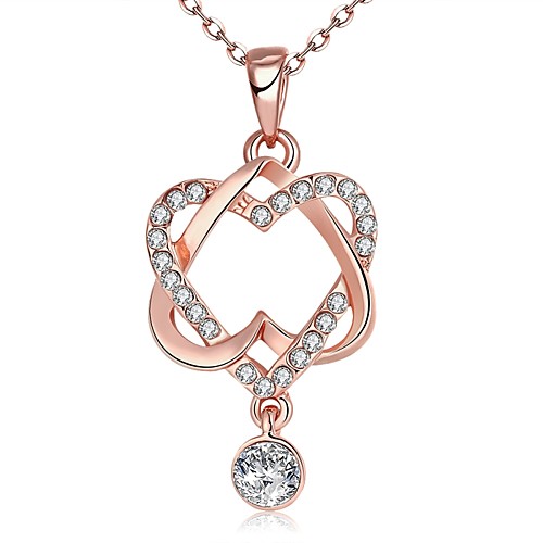 

Women's Synthetic Diamond High End Crystal Pendant Necklace Interwoven Necklace Heart Interlocking Vintage Fashion Zircon Cubic Zirconia Rose Gold Plated Rose Gold Necklace Jewelry For Wedding Party