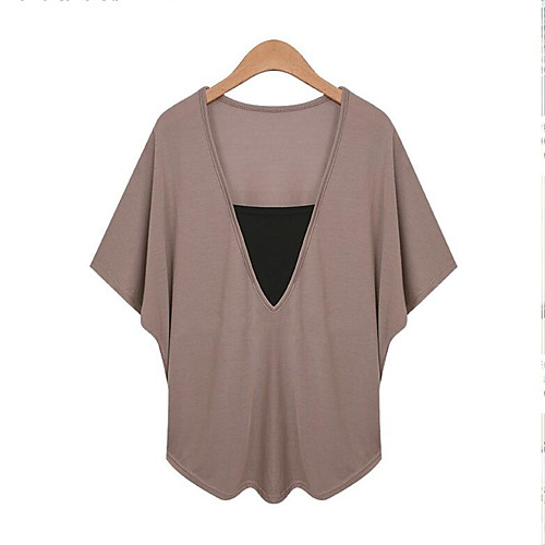 

Women's Plus Size Solid Colored Blouse Daily V Neck White / Black / Brown