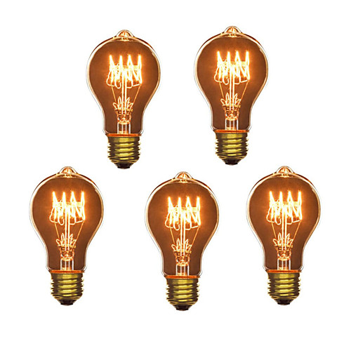 

5pcs 40 W E26 / E27 A60(A19) Warm White 2300 k Retro / Dimmable / Decorative Incandescent Vintage Edison Light Bulb 220-240 V