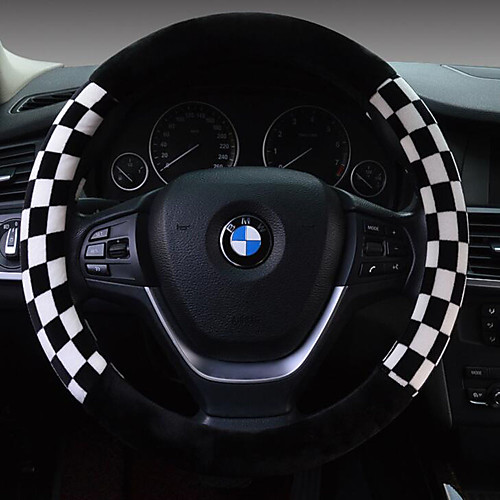 

Steering Wheel Covers Plush 38cm White / Red / Brown For universal