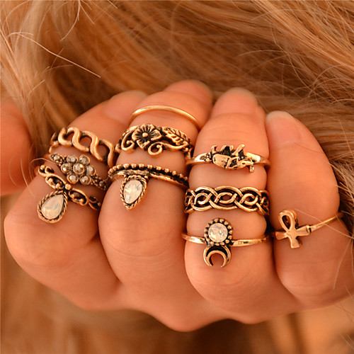 

Band Ring Golden Silver Synthetic Gemstones Elephant Flower Animal Ladies Personalized Unusual 10pcs One Size / Women's / Knuckle Ring / Rings Set
