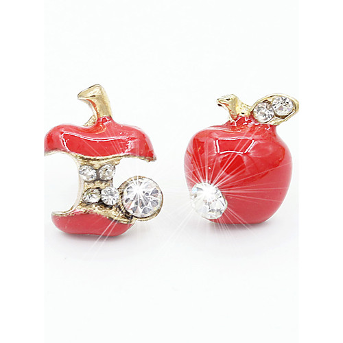 

Women's Stud Earrings Apple Ladies Fashion Cute Rhinestone Earrings Jewelry Red / Green For Casual Daily Office & Career