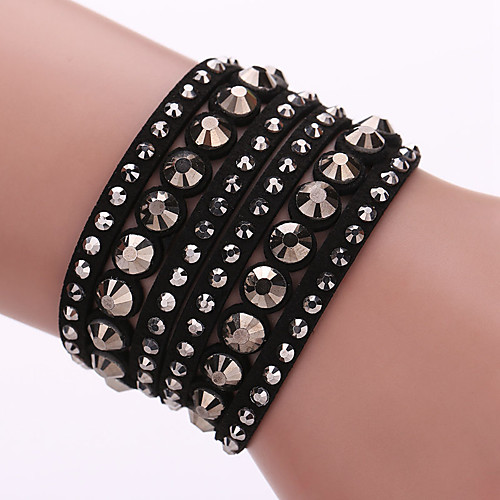 

Women's Synthetic Diamond Wrap Bracelet Leather Bracelet Layered Stacking Stackable Ladies Bohemian Fashion Multi Layer Boho Leather Bracelet Jewelry Purple / Yellow / Red For Party Casual Daily