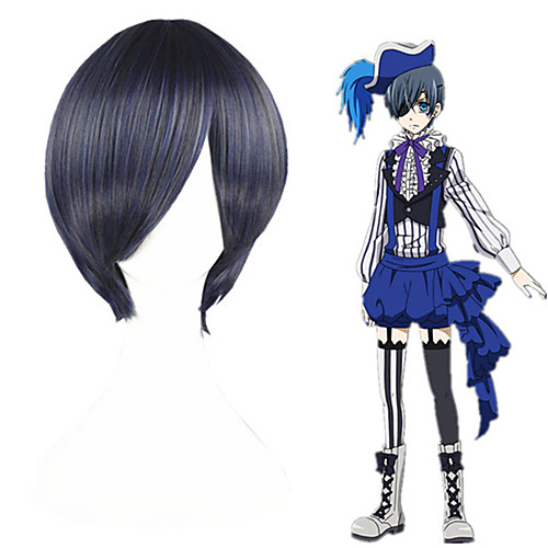 

Black Butler Ciel Phantomhive Cosplay Wigs Men's Women's 12 inch Heat Resistant Fiber Anime Wig