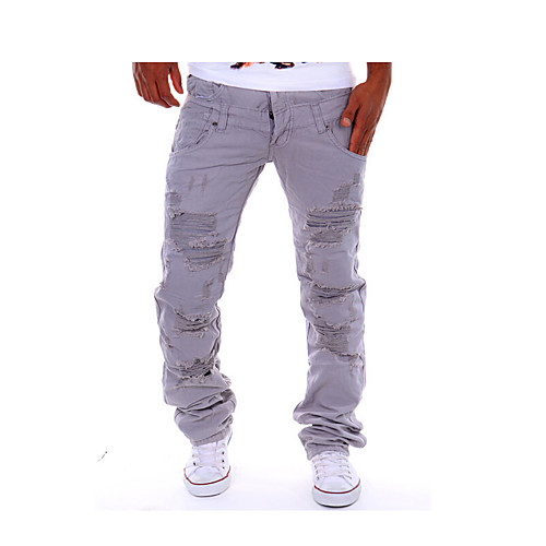 

Men's Streetwear Punk & Gothic Cotton Casual Casual / Daily Work Straight Chinos Pants Solid Colored Full Length Black Navy Blue Orange