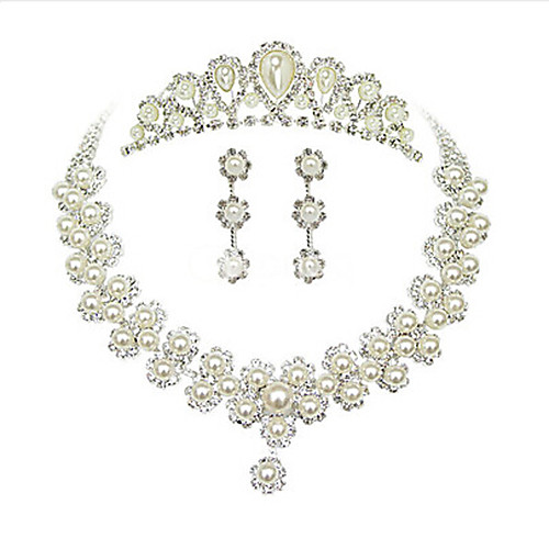

Women's Necklace / Earrings Party Ladies Silver Plated Earrings Jewelry White For Party Wedding / Hair Jewelry