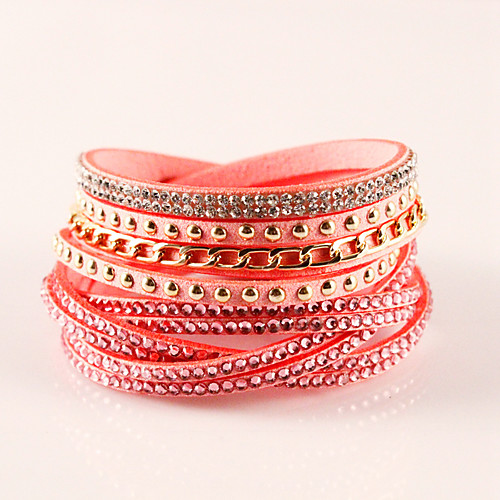 

Women's Wrap Bracelet Leather Bracelet Ladies Bohemian Fashion Boho Leather Bracelet Jewelry Navy / Dark Red / Purple For Party Casual Daily / Imitation Diamond / Rhinestone