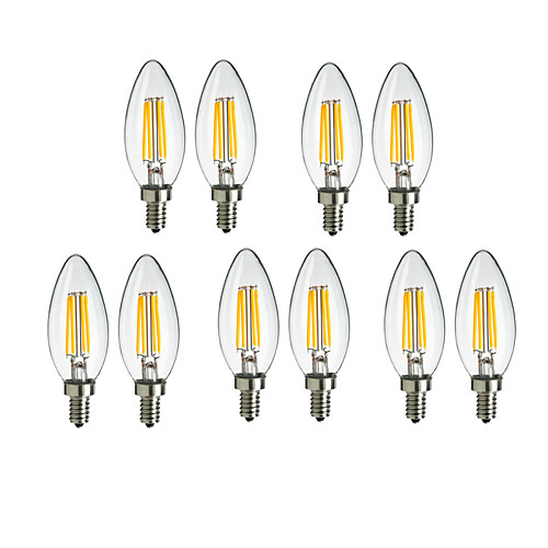 

10pcs 4 W LED Filament Bulbs 360 lm E14 C35 4 LED Beads COB Decorative Warm White Cold White 220-240 V / 10 pcs / RoHS