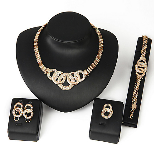 

Women's Cubic Zirconia Necklace Earrings Bracelet Link / Chain Bib Africa Earrings Jewelry Golden / Silver For Party Wedding Casual Daily 1 set / Ring / Rings / Bracelets & Bangles